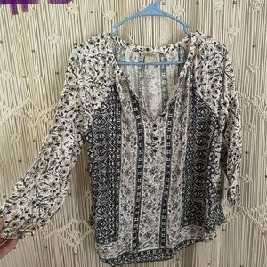 Lucky Brand Black and White Relaxed Blouse